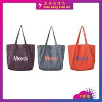 Túi vải tote canvas size lớn, rộng đựng đồ thoải mái Merci