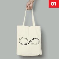 Túi vải tote ENZYCO đeo vai nhiều mẫu vải cotton cao cấp - Love Without Limits