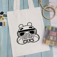 Túi vải túi Tote STAR WARS ANGRY BIRDS - Mẫu 2 vải canvas dày đẹp cho nữ có khóa miệng đi học đi chơi. In hình theo yêu cầu