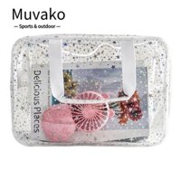 Túi vệ sinh du lịch MUVAKO, Túi đựng mỹ phẩm ngôi sao dung tích lớn trong suốt, Túi bơi đi biển mùa hè bằng nhựa PVC chống thấm nước
