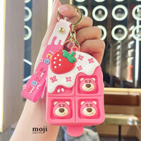 Túi ví đa năng silicone pop it TS Gấu dâu Lotso face fruit strawberry ice cream 6x9