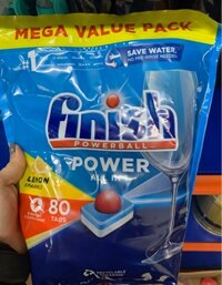 Túi viên rửa bát Finish Powerball All in 1 – 80v, hương chanh – túi