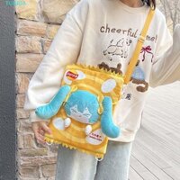 Túi vuông TUDIOA màu vàng Lay, Ba lô Hatsune Miku hoạt hình dung tích lớn, Thiết bị ngoại vi Anime sáng tạo Cyan PP Cotton Anime Túi đeo vai du lịch