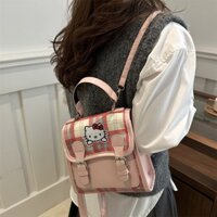 Túi xách ba lô Hello Kitty màu tương phản đơn giản