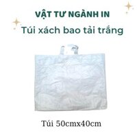 Túi xách bao tải trắng, túi bao tải tái chế, giỏ xách tay đi chợ, đựng đồ đa năng - 1 túi 50cmx40cm