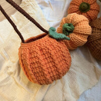 Túi xách bí ngô Halloween zhuzhuzhue, bộ dụng cụ đan móc DIY