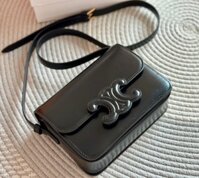 Túi Xách Celine Triomphe Shoulder Bag Rep 11 Nữ Khóa Đen Bóng 18.5x14x6cm