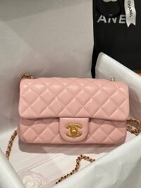 Túi Xách Chanel Classic Chuông Replica 11 Màu Hồng Khoá Vàng 20cm