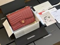 Túi Xách Chanel Classic Jumbo Da Hạt Carvia Like Auth Màu Đỏ 30cm