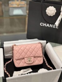 Túi Xách Chanel Classic Mini Màu Hồng Khoá Vàng Hồng Siêu Cấp 17cm