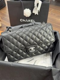 Túi Xách Chanel Classic Nữ Màu Đen Khoá Bạc Siêu Cấp 25cm