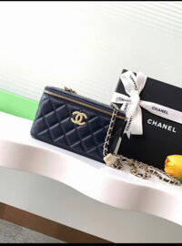 Túi Xách Chanel Vanity Siêu Cấp Nữ Da Cừu Màu Đen 18cm