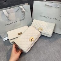 Túi Xách Charles & Keith Trắng Trần Trám Size 20 Chính Hãng