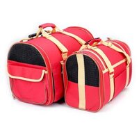 Túi xách chó mèo màu đỏ có tay kéo