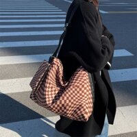 Túi xách cho phụ nữ, túi xách họa tiết kẻ caro, túi đeo chéo dung tích lớn cho sinh viên đại học, túi thời trang nữ Xg4i