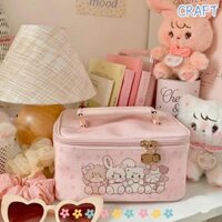 Túi xách công suất lớn CRAFT, Túi lưu trữ in hình hoạt hình PU hình vuông, Túi đựng đồ vệ sinh cầm tay cầm tay