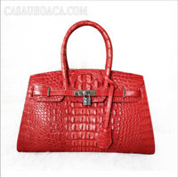 Túi xách da cá sấu hoa cà da nguyên con màu đỏ - 0158