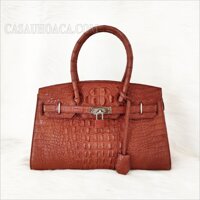 Túi xách da cá sấu hoa cà da nguyên con màu cam - 0158
