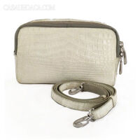 Túi xách da cá sấu nữ hoa cà da trắng 0248