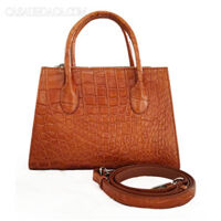 Túi xách da cá sấu nữ hoa cà màu cam 0252