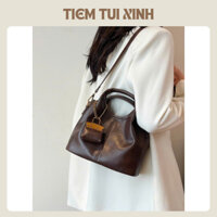 Túi xách da cầm tay đa năng cổ điển, kèm móc khóa xinh và kèm túi nhỏ bên trong dễ phối đồ đi học đi làm - T10