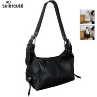 Túi xách da đen trắng sành điệu có dây đeo tùy chỉnh