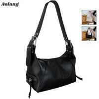 Túi xách da đen trắng sành điệu có dây đeo tùy chỉnh