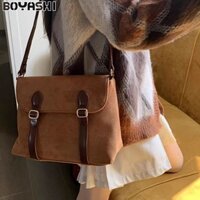 Túi xách da lộn trang trí khóa hiện đại thời trang