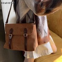 Túi xách da lộn trang trí khóa hiện đại thời trang