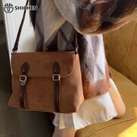 Túi xách da lộn trang trí khóa hiện đại thời trang