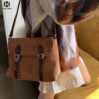 Túi xách da lộn trang trí khóa hiện đại thời trang