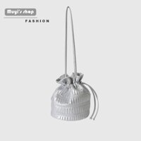 Túi Xách Da Mềm Dây Rút Xếp Ly Thiết Kế Ấm Áp Thời Trang