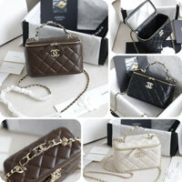 Túi xách dáng cốp có gương trang điểm kèm quai xích đeo chéo fullbox