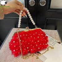 Túi xách dây chuyền FLASHSYNC, Túi tiệc dạ hội hoa hồng, Túi xách Mini thanh lịch nhỏ Túi xách hình vỏ sò Túi đeo vai dự tiệc