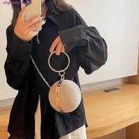 Túi xách dây chuyền hình cầu ALLGOODSMX, Túi tiệc dạ hội nỉ thanh lịch, Túi đeo vai Sáng bóng sang trọng 3D Túi tròn nhỏ 3D