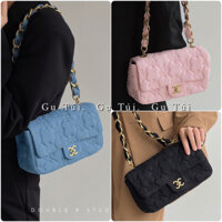 Túi Xách denim thêu hoa trà đeo vai thời trang hot 2023