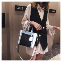 Túi xách đeo chéo DAPHNE xuất xịn da mềm trơn phối màu xanh dương đậm trắng