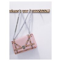 Túi xách đeo chéo Dio.rama Pink họa tiết thêu fullbox • 38