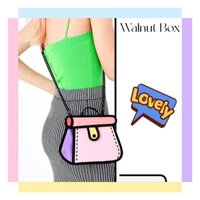 Túi Xách Đeo Chéo Hình Bánh Màu Cam 2d Cỡ Nhỏ Hai Chiều Cho Nữ