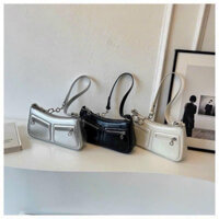 Túi xách đeo chéo kẹp nách dây phối hoạ tiết 3 màu