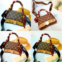 Túi xách đeo chéo nữ khóa tròn kèm khăn quấn quai