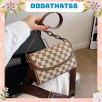 Túi xách đeo chéo thời trang nữ da mềm cao cấp thiết kế kẻ ô 2 dây đẹp chuẩn từng chi tiết Dodathat68 876