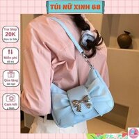 Túi xách đeo chéo thời trang nữ túi giá rẻ đeo vai da gấp đẹp phối nơ bạc siêu kute Tuinuxinh68 884