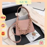 Túi xách đeo chéo, túi kẹp nách dây xích to màu hồng pastel giá siêu rẻ