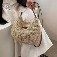 Túi xách đi biển rơm Túi xách nữ dung tích lớn Túi đeo vai Túi xách dệt thông thường