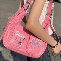 Túi xách đi xe máy màu hồng chính hãng Barbie Girl Y2K Crossbody Túi xách cũ