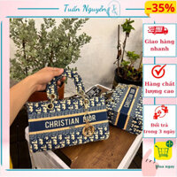 Túi xách DIO//R dáng ngang chất vải thổ cẩm phối da PU cao cấp nót nhung hàng loại 1 mẫu mới nhất thị trường