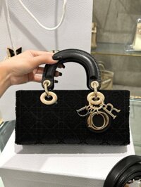 Túi Xách Dior Lady D-Joy Nữ Màu Đen Đính Cườm Like Auth 22cm