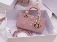 Túi Xách Dior Lady D-Joy Siêu Cấp Nữ Màu Hồng Hoạ Tiết Trái Tim 16.5x10x6cm