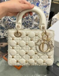 Túi Xách Dior Lady Nữ Da Cừu Màu Trắng Like Auth 20cm